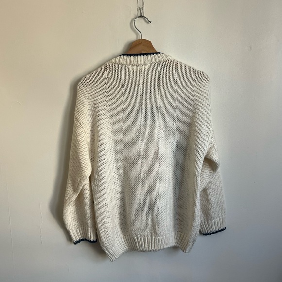 Vintage Hunting Ridge White & Pink Heart Patterned Cream Sweater - Picture 5 of 6